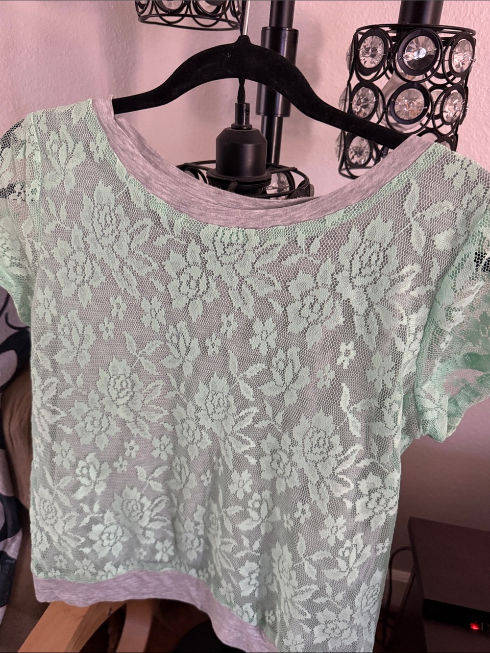 Women’s Mint Lace Overlay Top by